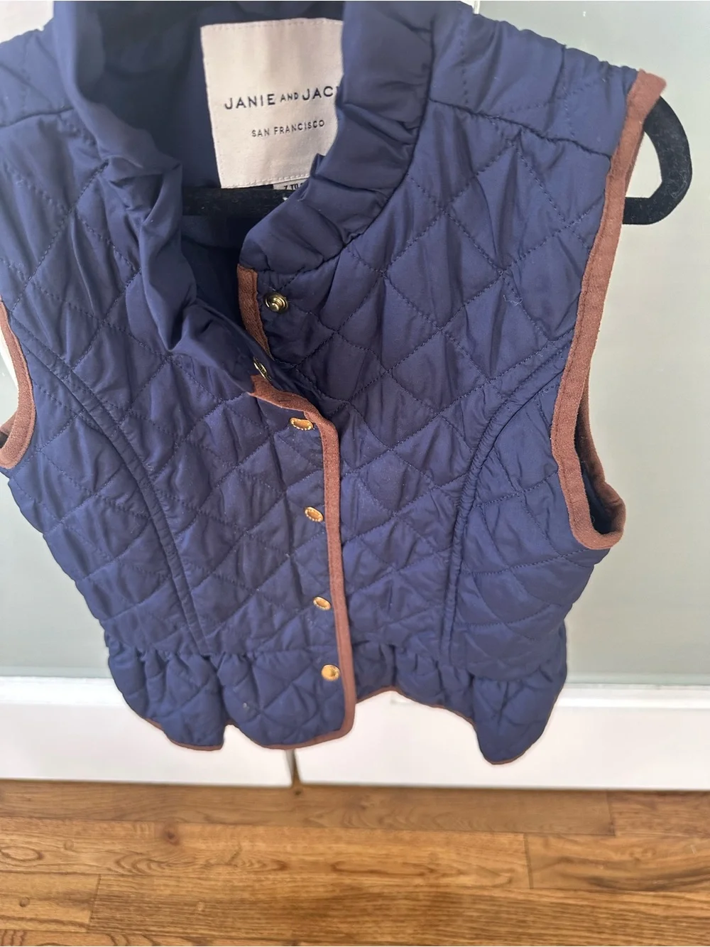Janie and Jack Kids Quilted Vest - White with Brown Trim 2 blazers